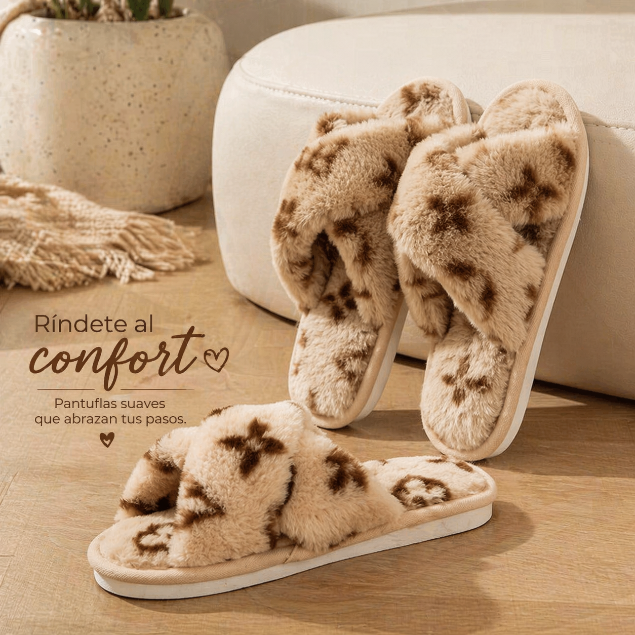 Women Fashion Warm Furry House Slippers-Fluffy Cross Band Open Toe.