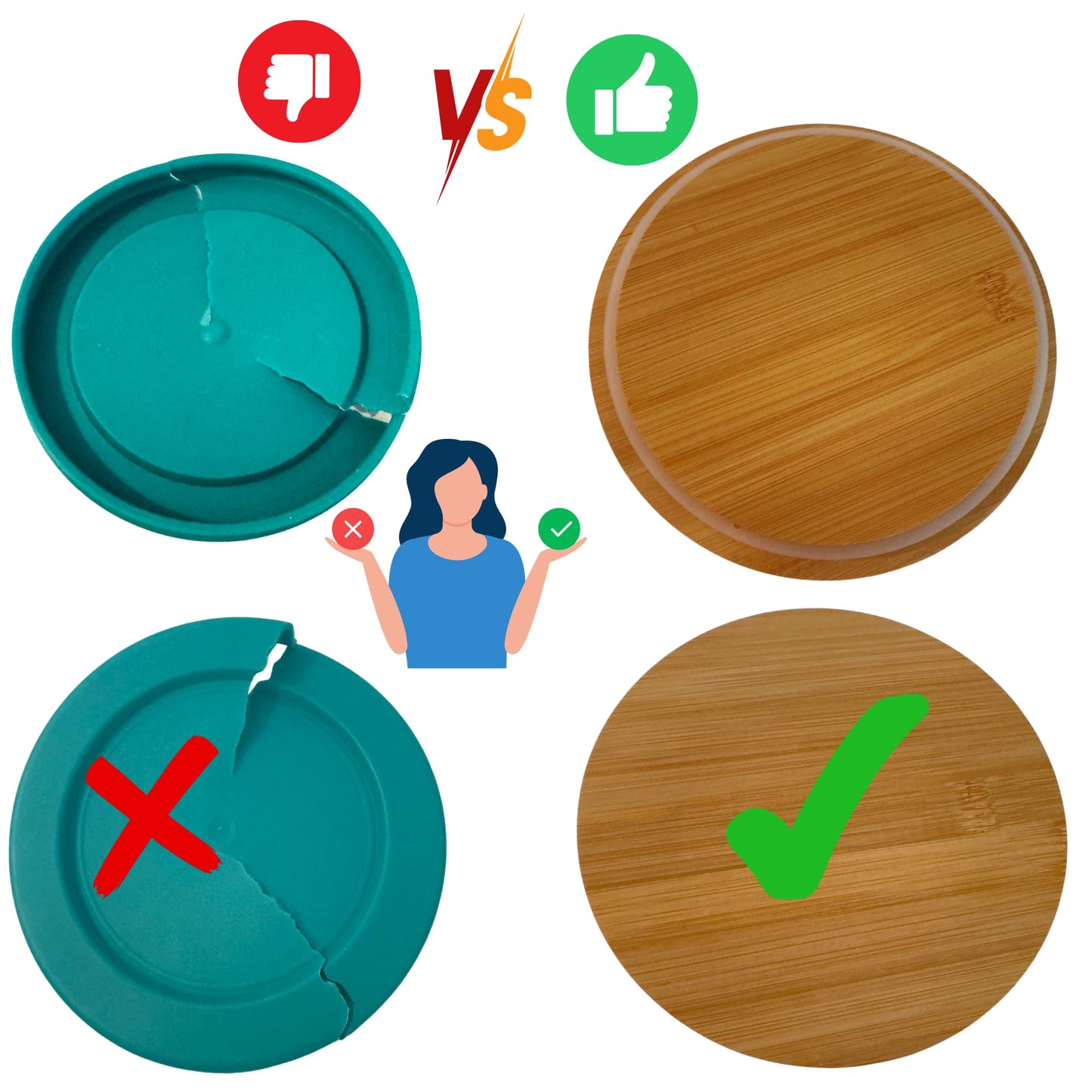 Set of 3 Glass Containers with Bamboo Lids | Airtight, Round, BPA-Free | Reusable Food Storage for Kitchen, Pantry, Meal Prep | Eco-Friendly and Durable