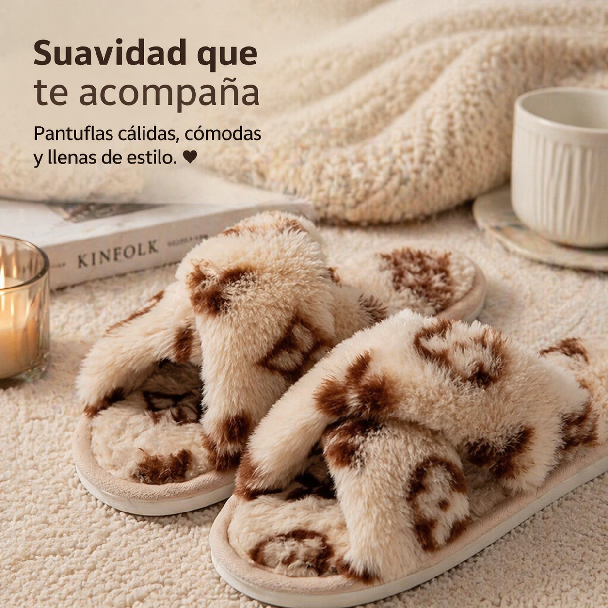 Women Fashion Warm Furry House Slippers-Fluffy Cross Band Open Toe.
