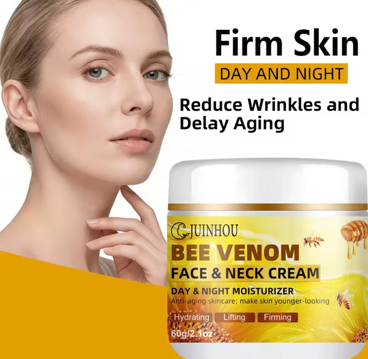 Bee Venom Collagen- Anti-Aging Face & Neck Cream- Firming, Lifting ,Moisturizer - Wrinkle Reduction- 24 Hours Hydration.