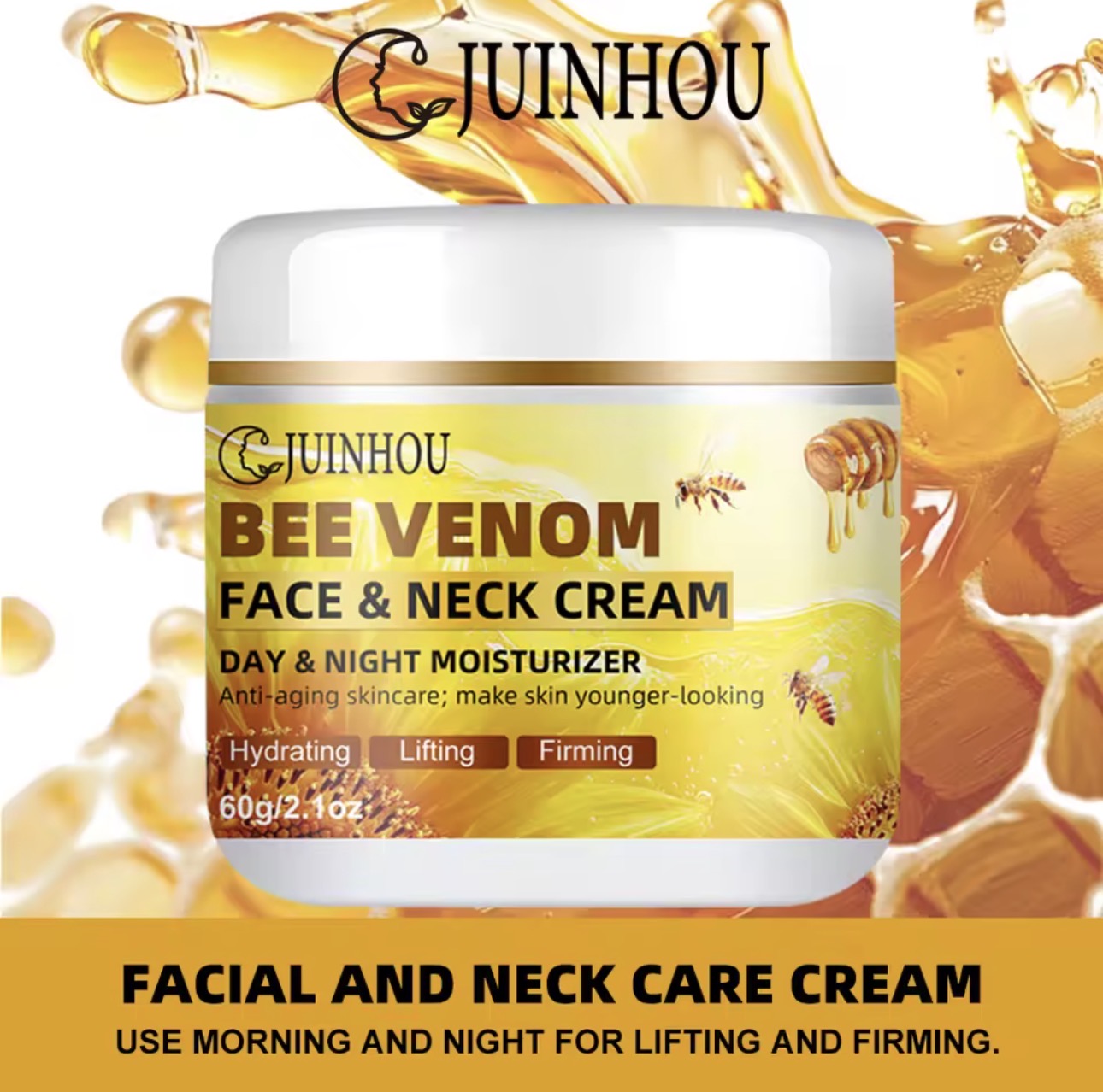 Bee Venom Collagen- Anti-Aging Face & Neck Cream- Firming, Lifting ,Moisturizer - Wrinkle Reduction- 24 Hours Hydration.