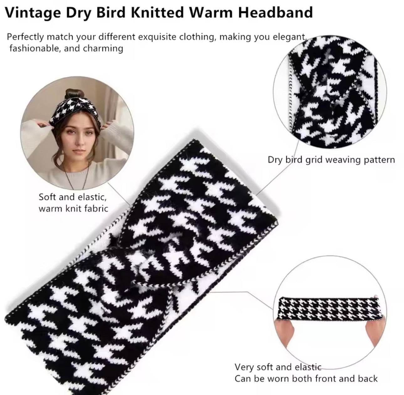5PCS SET Kinited Thousand Bird Fashion Women's Headbands.